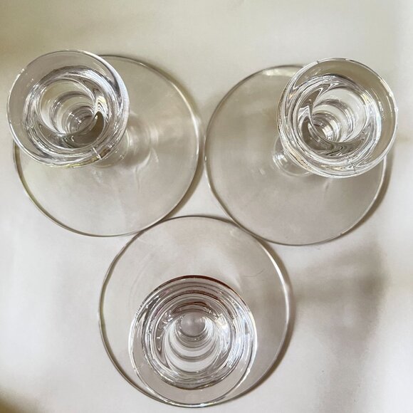 Set Of 3 Vtg Clear Pressed Glass Taper Candle Holder Mid-Century Ribbed Design - Picture 8 of 13